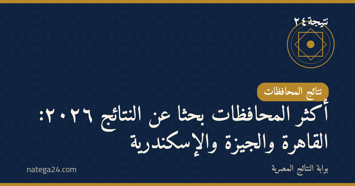 أكثر المحافظات بحثًا عن النتائج ٢٠٢٦: القاهرة والجيزة والإسكندرية