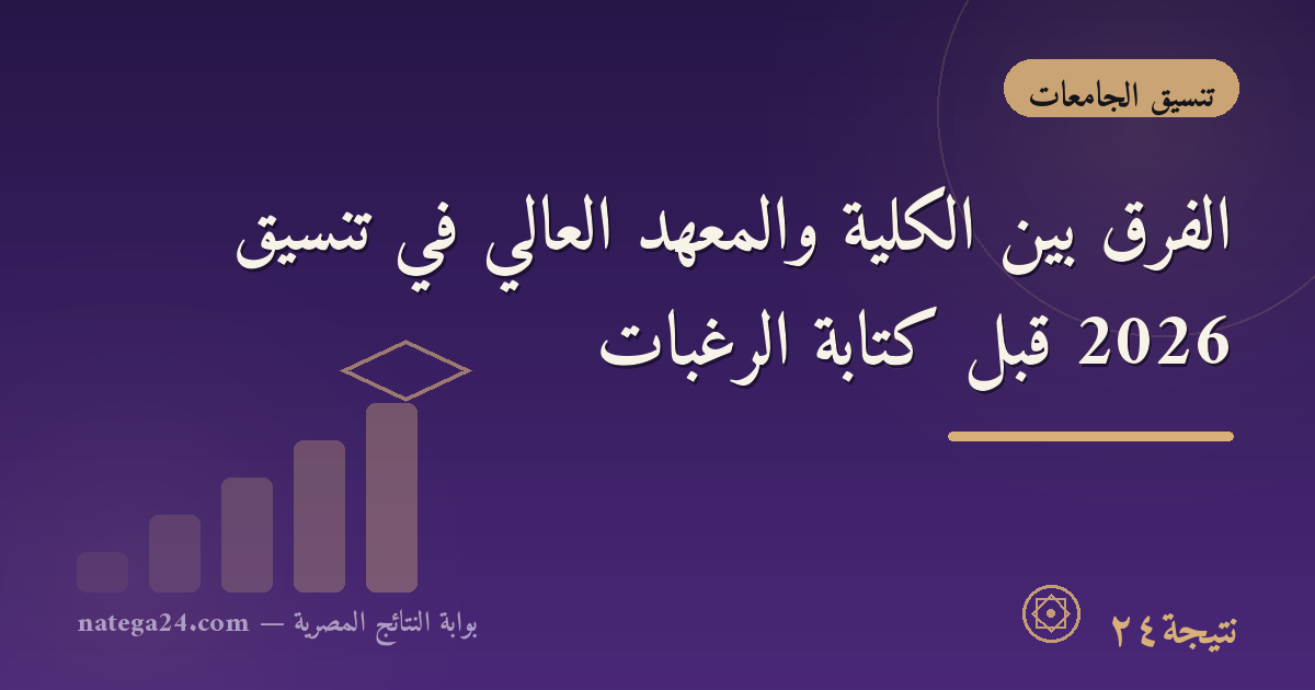 الفرق بين الكلية والمعهد العالي في تنسيق 2026 قبل كتابة الرغبات