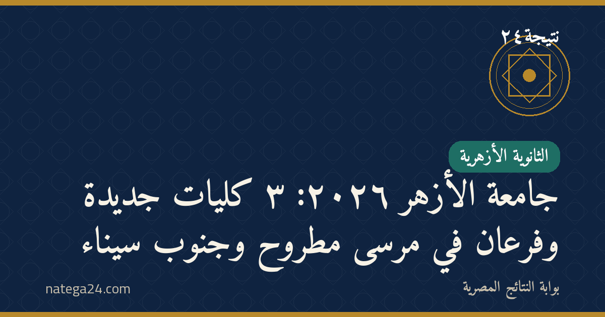 جامعة الأزهر ٢٠٢٦: ٣ كليات جديدة وفرعان في مرسى مطروح وجنوب سيناء