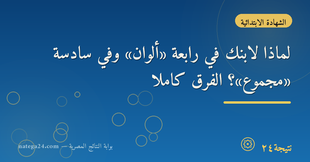 لماذا لابنك في رابعة «ألوان» وفي سادسة «مجموع»؟ الفرق كاملًا