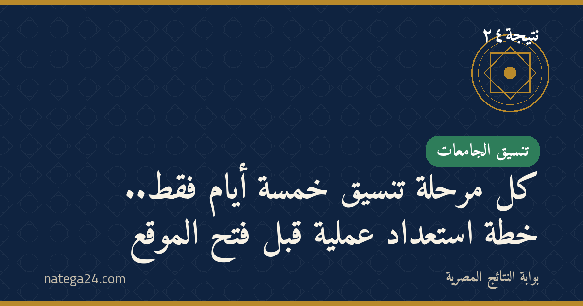 كل مرحلة تنسيق خمسة أيام فقط.. خطة استعداد عملية قبل فتح الموقع