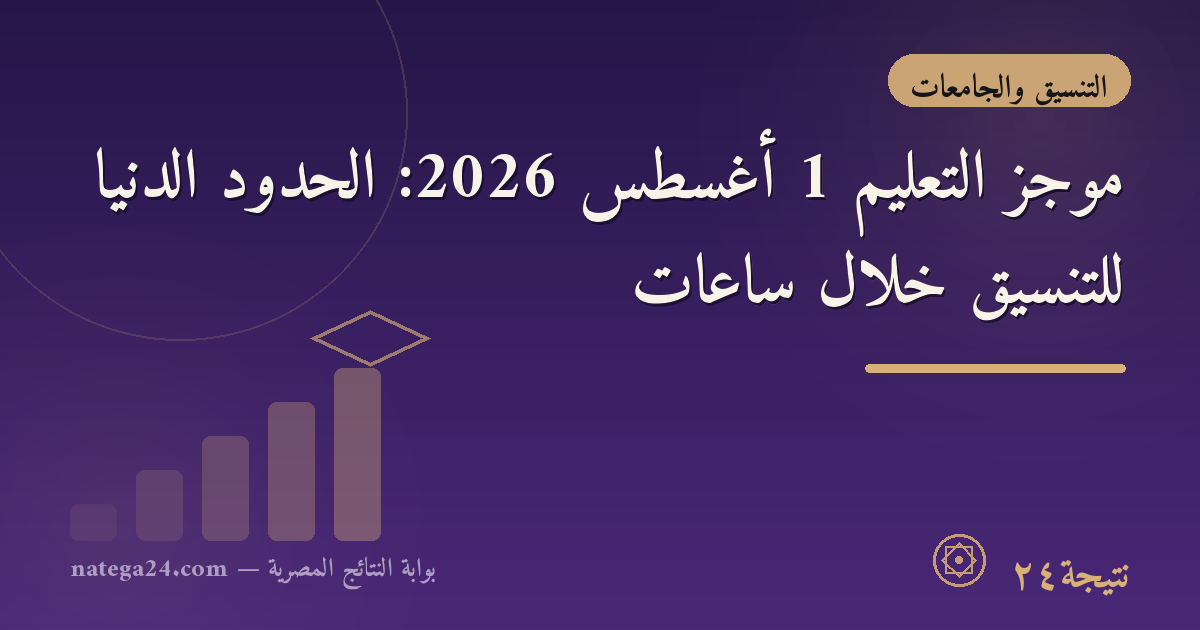 موجز التعليم 1 أغسطس 2026: الحدود الدنيا للتنسيق خلال ساعات