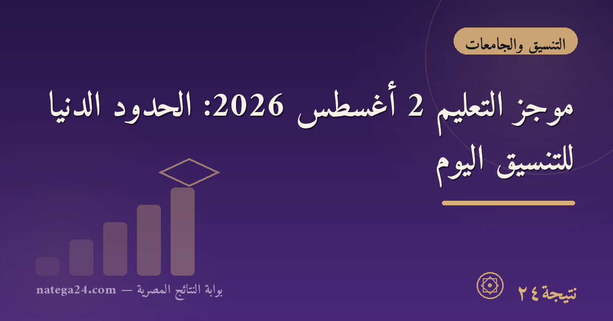 موجز التعليم 2 أغسطس 2026: الحدود الدنيا للتنسيق اليوم