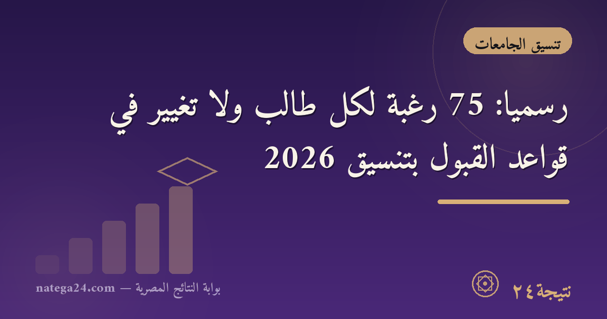 رسميًا: 75 رغبة لكل طالب ولا تغيير في قواعد القبول بتنسيق 2026