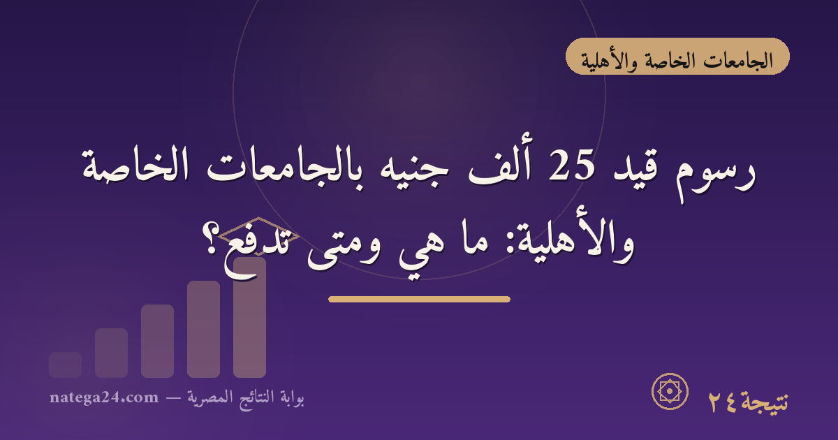 رسوم قيد 25 ألف جنيه بالجامعات الخاصة والأهلية: ما هي ومتى تُدفع؟