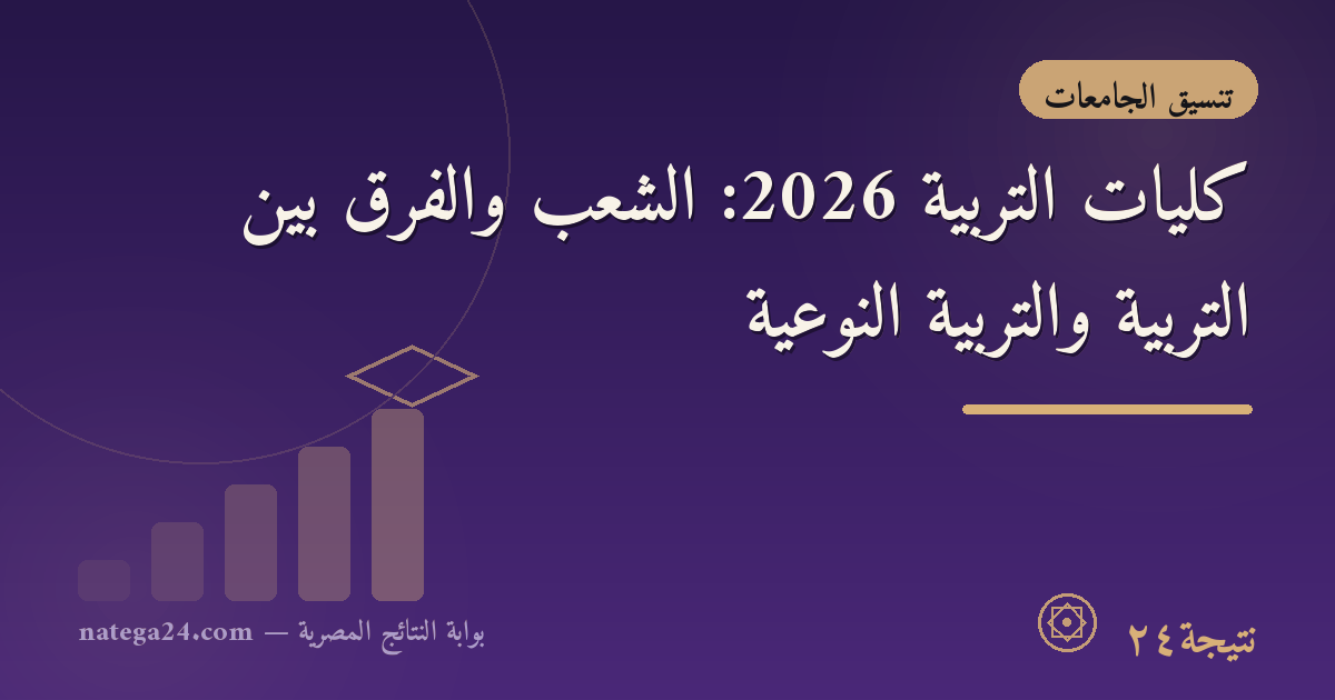 كليات التربية 2026: الشعب والفرق بين التربية والتربية النوعية